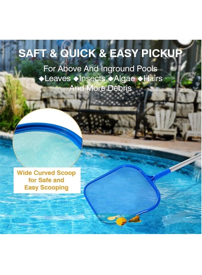 شبكة تنظيف حوض السباحة، شبكة تنظيف حوض سباحة مع عمود تلسكوبي من الألومنيوم قابل للتعديل بخمسة أقسام، شبكة تنظيف دقيقة فعالة، شبكة تنظيف أوراق الشجر لتنظيف البركة بسرعة، السباحة - Image 4