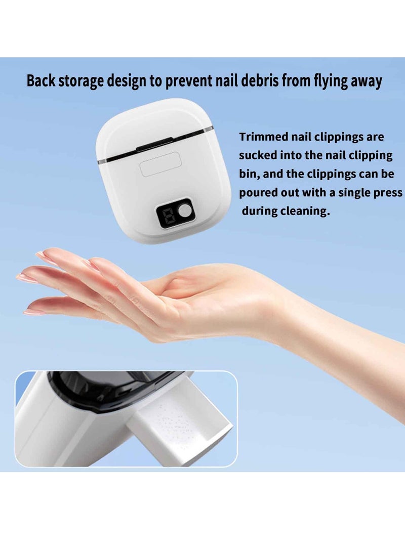 Excefore Electric Nail Clippers Set for Men, Portable Automatic Electric Toenail Clippers for Thick Nails, Silent Fingernail Clippers with Light, Rechargeable Type-C, 65x74mm, White, Ideal for Women and Adults - Image 3