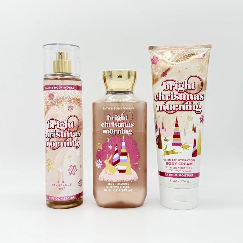 Bright Christmas Morning Bath and Body 3Piece Bundle Fine Fragrance Mist Shower Gel and Ultimate Hydration Body Cream - Image 1