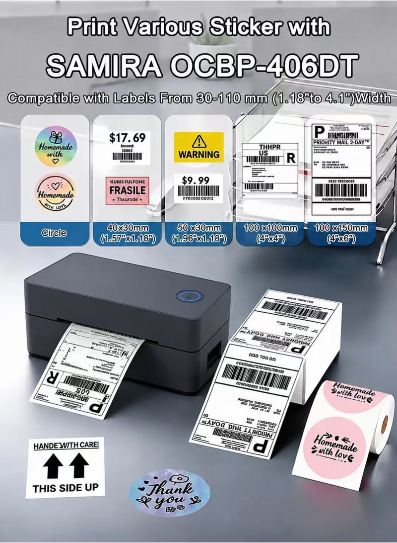 Samira Shipping Label Printer, 4x6 Bluetooth Thermal Label Printer for Shipping Packages Small Business Mailing, Support iOS, Android, Mac, Windows,  Compatible with iPad & Phone & PC With bracket (Navy Blue) - Image 2