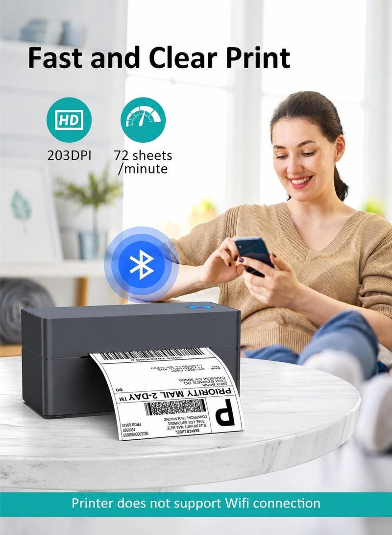 Samira Shipping Label Printer, 4x6 Bluetooth Thermal Label Printer for Shipping Packages Small Business Mailing, Support iOS, Android, Mac, Windows,  Compatible with iPad & Phone & PC With bracket (Navy Blue) - Image 4
