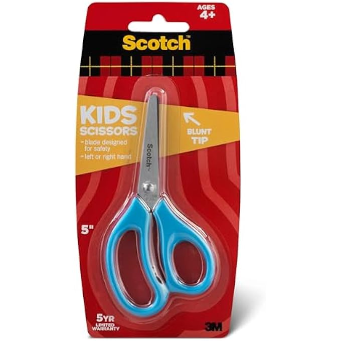 Scotch  KIDS SCISSORS 5 IN (12CM), 1 SCISSOR/PACK | ASSORTED COLORS | STAINLESS STEEL BLADES | BLUNT TIP | SAFE AND CHILDREN FRIENDLY | FOR PAPER AND HANDCRAFTING | FOR SCHOOL AND HOME | SCISSORS - Image 1