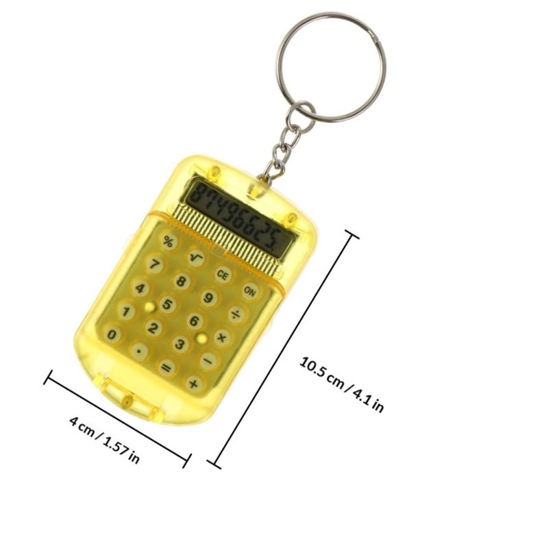 Mini Electronic Calculator Keychain Set 4 Pack Portable Flip Cover Design for Students - Image 3