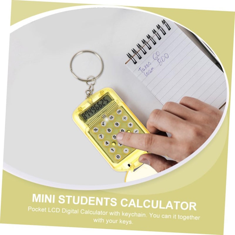 Mini Electronic Calculator Keychain Set 4 Pack Portable Flip Cover Design for Students - Image 4