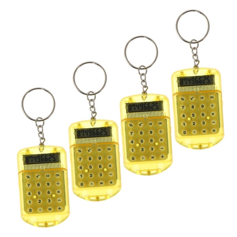 Mini Electronic Calculator Keychain Set 4 Pack Portable Flip Cover Design for Students - Image 2