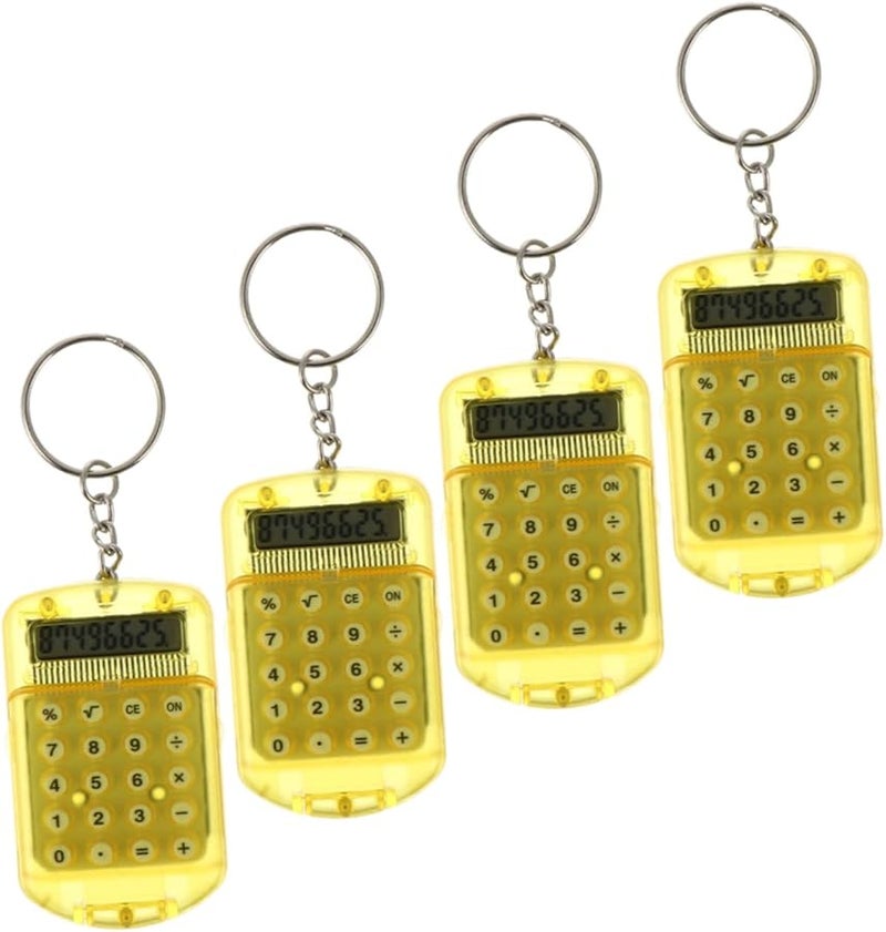 Mini Electronic Calculator Keychain Set 4 Pack Portable Flip Cover Design for Students - Image 1