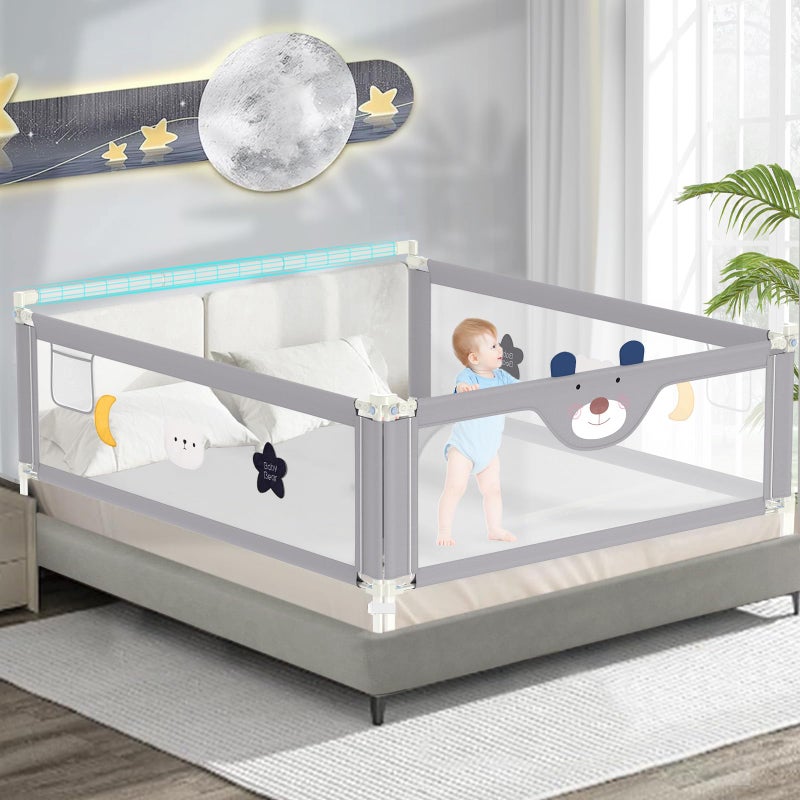 JWPEHOE 3-Piece Bed Rail for Toddlers with Headboard Rod, Adjustable Baby Bed Rail Guard, Twin/Full/Queen/King Size Bed (3, 74.8 * 74.8 * 54 Inch- Full Size) - Image 1