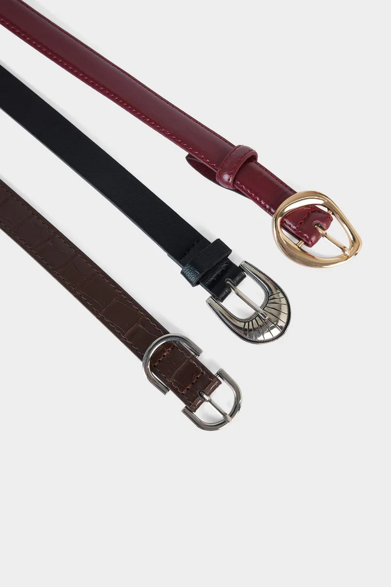 ديفاكتو Woman 3 piece Faux Leather Belt