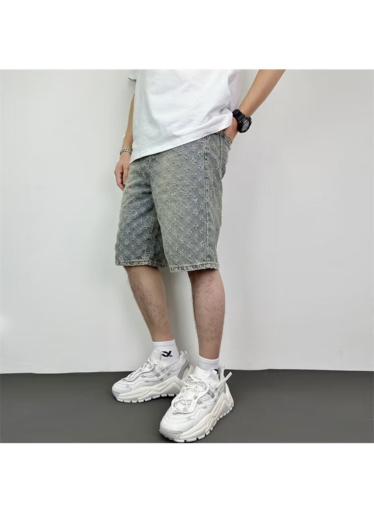 Generic - Summer Retro Hong Kong Style Mens Denim Shorts Black - Image 1