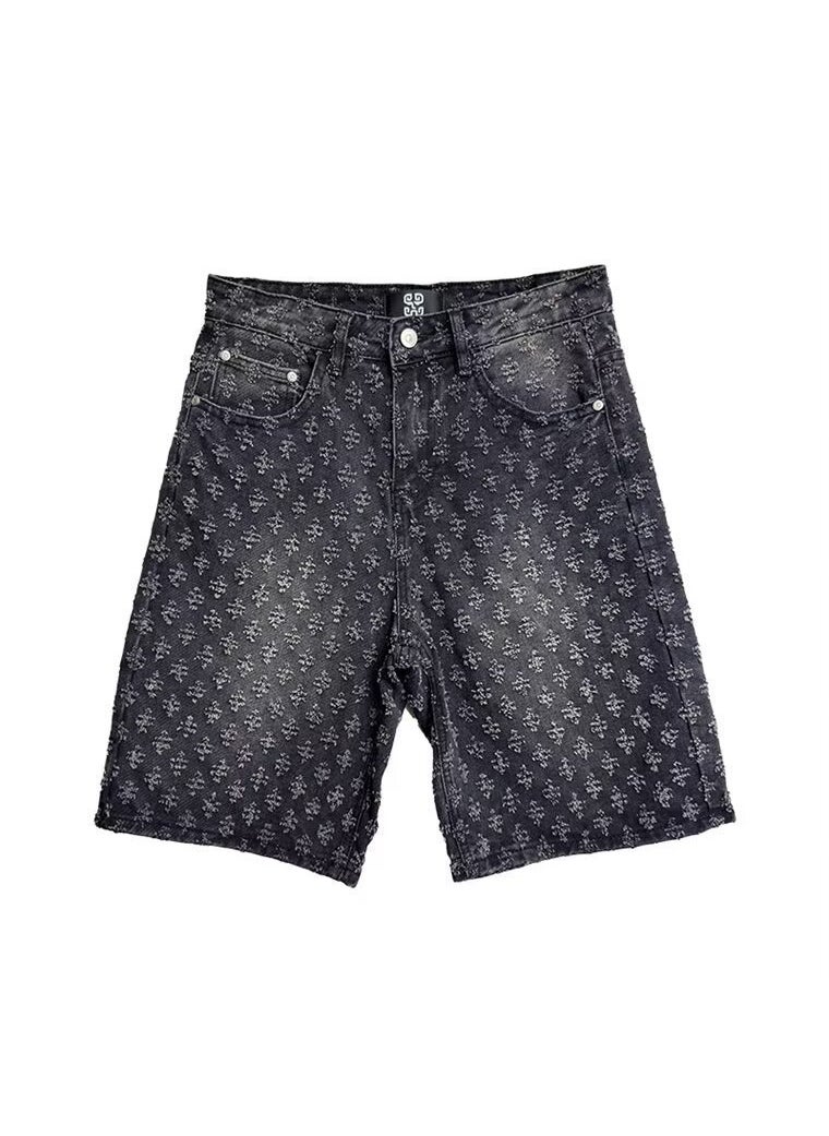 Generic - Summer Retro Hong Kong Style Mens Denim Shorts Black - Image 1