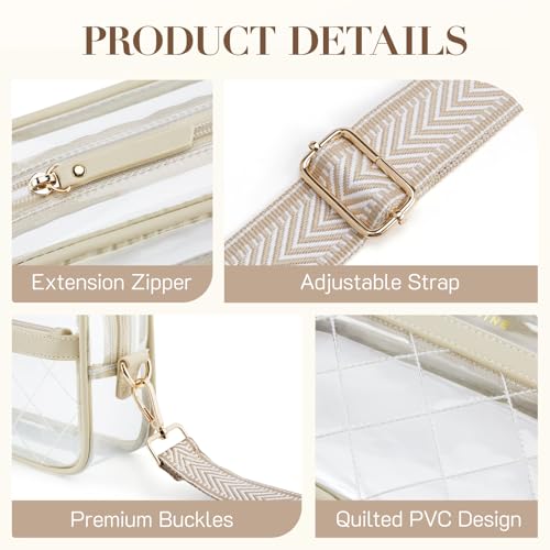 Missnine Clear Bag for Stadium Events Quilted Clear Purse for Women Stadium Approved PVC Crossbody Concert Bag - Image 4