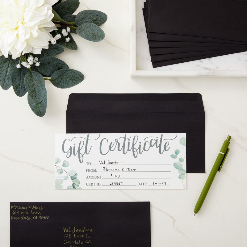 Juvale Black Envelopes - Bulk Letter Envelopes for Personal & Business Mailings - Square Flap & Gummed Seal - 100 Pack #10, 9.5 x 4.13 In - Image 2