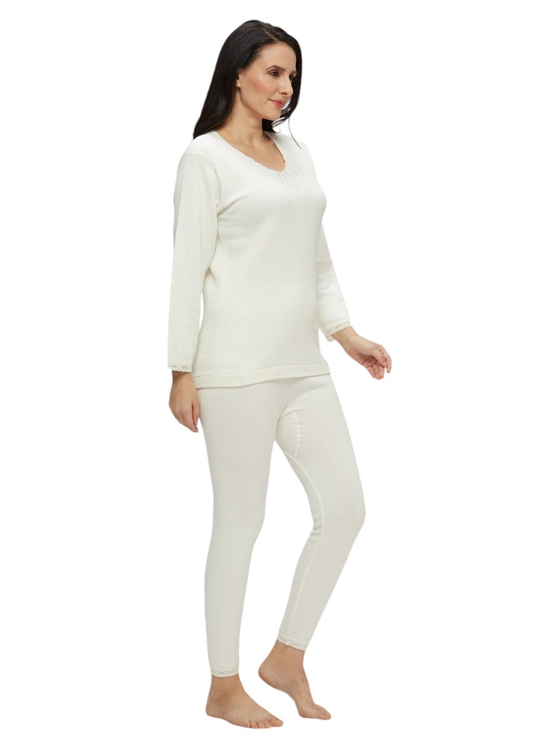BYC WOMEN'S INNER FULL BODY THERMAL SET - IVORY - Image 3
