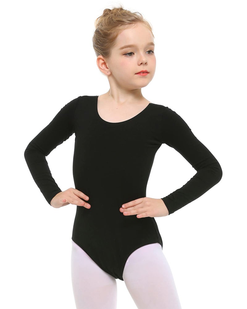 Stelle Long Sleeve Ballet Leotards for Girls Dance Leotard Black Gymnastics Ballet Outfits (Toddler/Little Kid/Big Kid) (Black,5-6 Years)