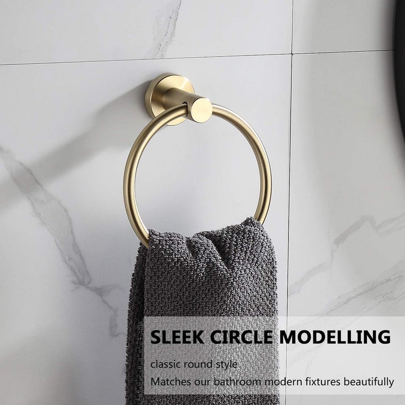 BGL Towel Ring Brushed Gold Stainless Steel 304 Towel Ring Wall Mount Bathroom Towel Holder Round Towel Hanger - Image 4
