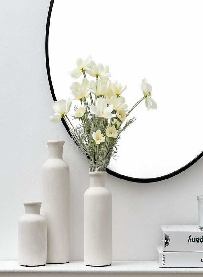 LUKA Ceramic Vase Set of 3,Decorative Terracotta Vases for Home Decor,Rustic Pottery Vase for Your Bedroom,Office,Living Room,Fireplace,Bookshelf （10+7.5+5 Inch） (Antique-White) - Image 4