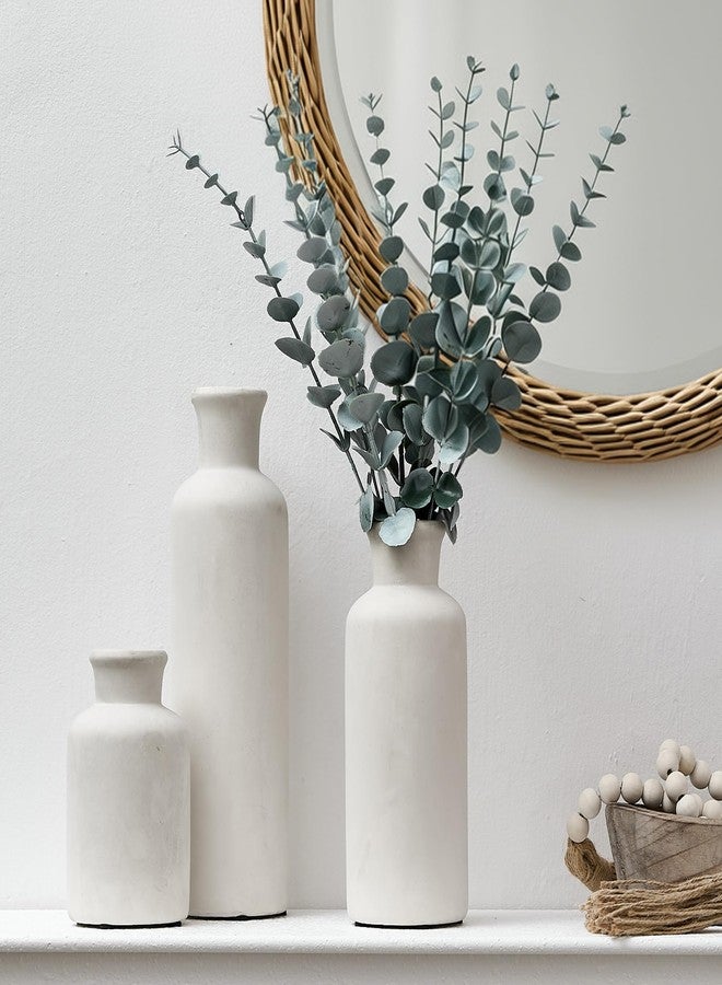 LUKA Ceramic Vase Set of 3,Decorative Terracotta Vases for Home Decor,Rustic Pottery Vase for Your Bedroom,Office,Living Room,Fireplace,Bookshelf （10+7.5+5 Inch） (Antique-White) - Image 5