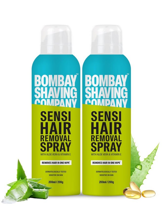 BOMBAY SHAVING COMPANY Bombay Shaving Company Sensi Hair Removal Spray - 200g | Pack of 2 | Painless & Irritation Free Spray (200 ml) | For Chest, Arms, Underarms & Legs | Pleasant Smell | Prime Exclusive |Hair Removal Cream Spray  - Image 1