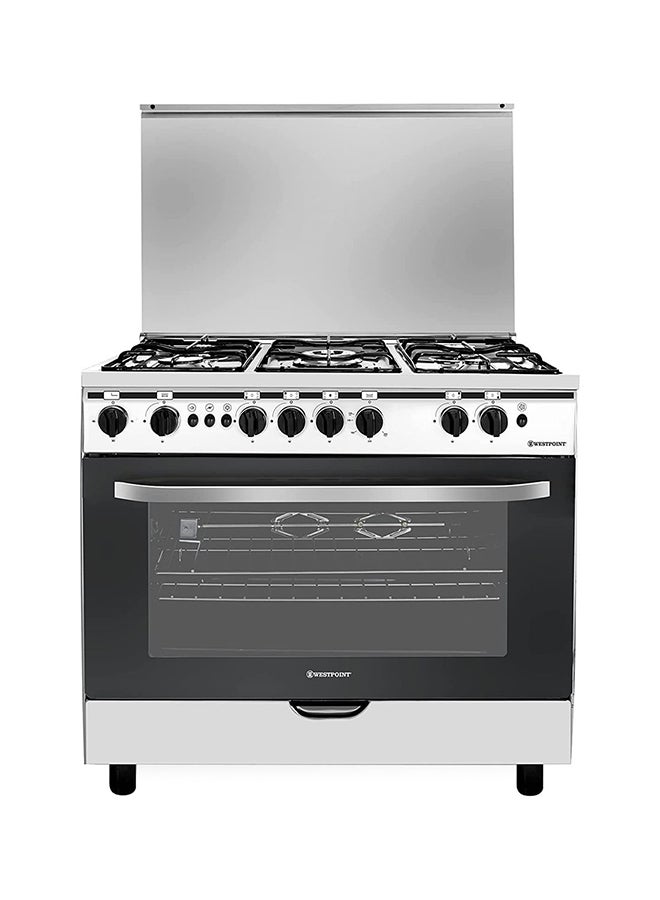 WESTPOINT 5 Burner Gas Cooker 90 x 60cm, Catalytic Cast Iron Grid, Full FFD Fan Assisted, Grill & Turnspit Functions, 1 year warranty WCE-9060HDFS Silver - Image 1