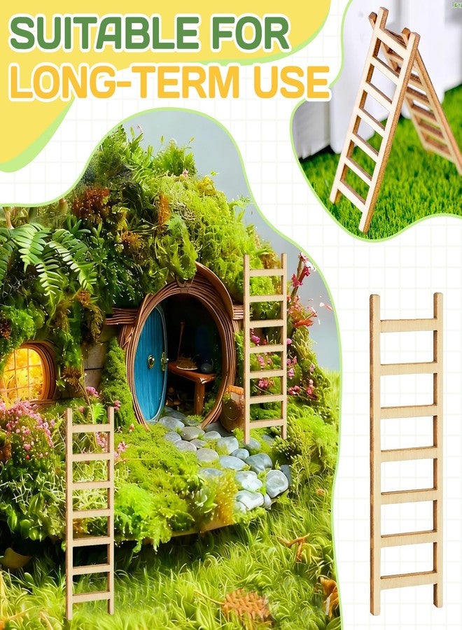 OLLBIT 20PCS Mini Wooden Ladder,2.4'' Wooden Miniature Ladder,Wood Step Fairy Garden Accessories,Miniature Dollhouse Accessories for DIY Craft Dollhouse Décor Landscape (20 Pcs) - Image 5