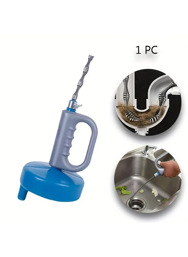 Blue Drain Auger 5m Uncharged Pipe Clog Remover for Kitchen Sink Toilet Plumbing Maintenance Snake - Image 1