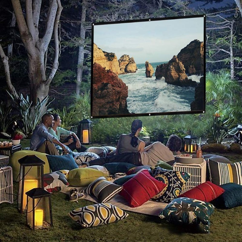 klarako 150 inch Projector Screen Wall Mounted 16:9 HD Foldable Anti Crease Portable Projection Movies Screen fit for Home Theater Outdoor Indoor Home Office - Image 4