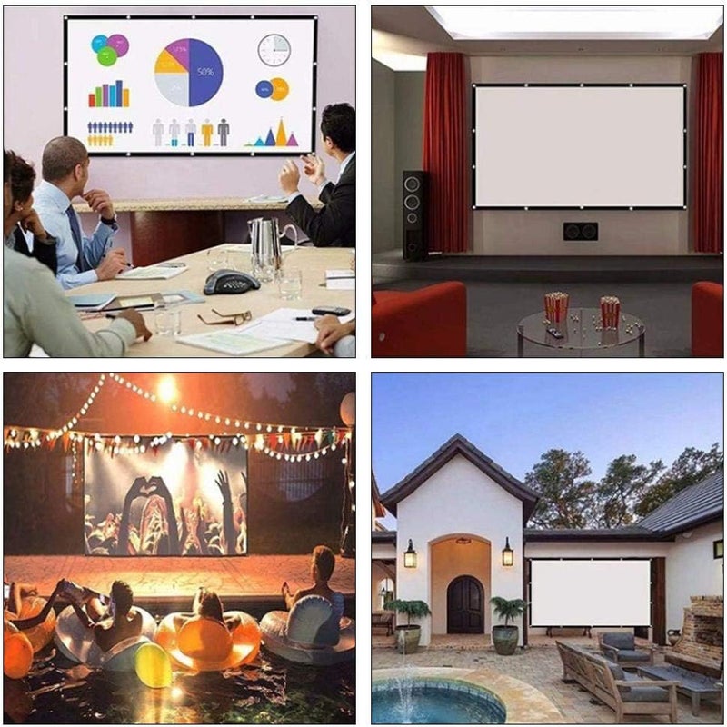klarako 150 inch Projector Screen Wall Mounted 16:9 HD Foldable Anti Crease Portable Projection Movies Screen fit for Home Theater Outdoor Indoor Home Office - Image 5