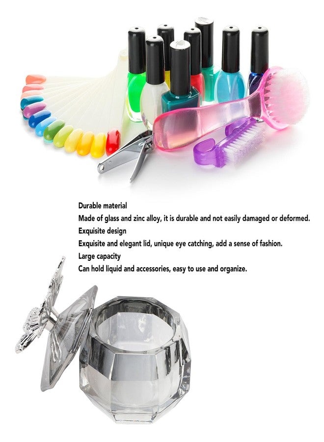 Cryfokt 1 PCS Dappen Dish for Acrylic Nails, Large Capacity Glass Monomer Dish Multifunctional Nails Tips Art Dappen Dish with Alloy Lid, Transparent Glass Crystal Cup for Jewelry Display - Image 3