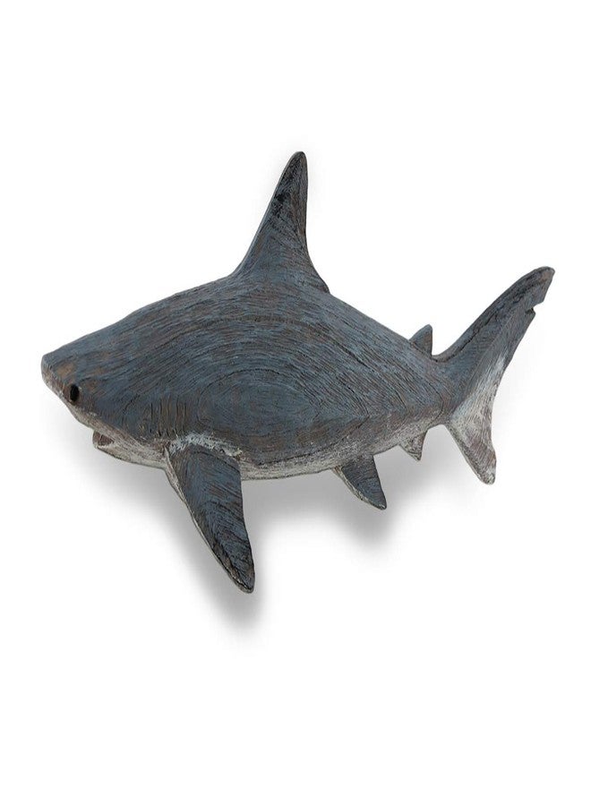 Things2Die4 Hand-Painted Weathered Grey Finish Wood-Like Shark Resin Tabletop Statue - Lifelike Nautical Decor for Homes, Offices, or Kids' Rooms - 14 Inches Long - Image 2