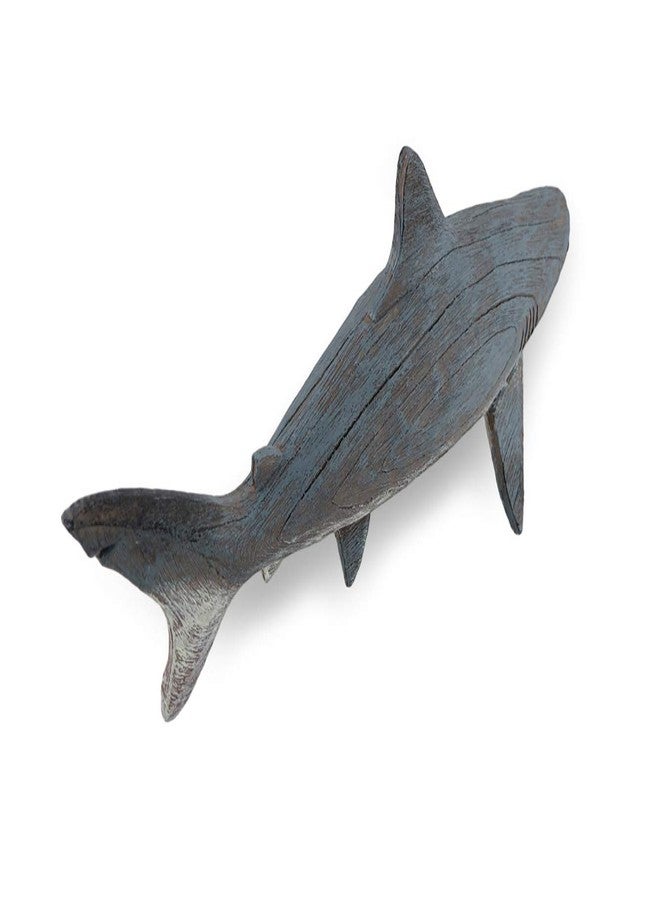 Things2Die4 Hand-Painted Weathered Grey Finish Wood-Like Shark Resin Tabletop Statue - Lifelike Nautical Decor for Homes, Offices, or Kids' Rooms - 14 Inches Long - Image 3