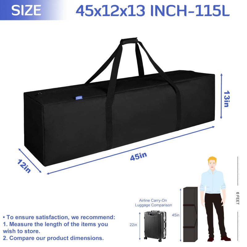 INFANZIA 45inch Sports Duffel Travel Bag, 115L Extra Large Duffel Luggage Bag with Upgrade Zipper, Water Resistant & Foldable Equipment Storage Bag for Camping Tent Tripod Fishing - Image 2