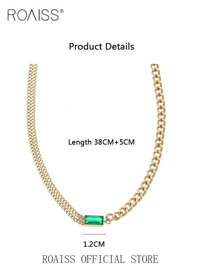 roaiss - 2 Piece Women Jewelry Set Featuring Emerald Green Gemstone Accents Collarbone Necklace and Bracelet Set Crafted with Stainless Steel Titanium and 18k Gold Plating for Long-lasting Color Preservation - Image 1