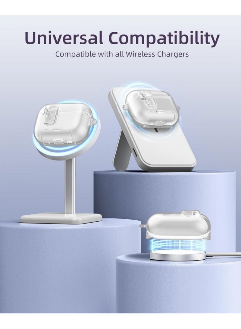 Adando Compatible with AirPods Pro 3 Case with Safety Lock, Soft TPU Transparent, Dustproof Charging Port and Stand Function for Airpods Pro 3 Cover (Clear) - Image 5