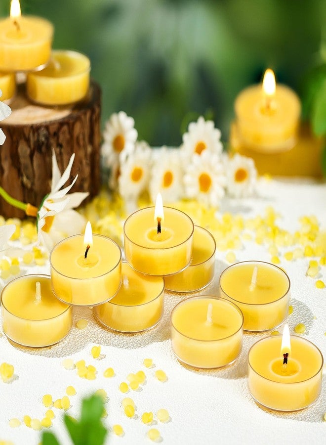 MAKALONE 12 Pack Pure Beeswax Tea Light Candles-Natural Beeswax Tealight Candles-2 Hour Short Burn Time Tea Candle for Meditation, Yoga,Shabbat and Home Decor Air Purifying-Smokeless - Image 1