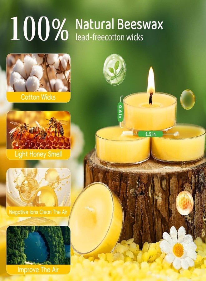 MAKALONE 12 Pack Pure Beeswax Tea Light Candles-Natural Beeswax Tealight Candles-2 Hour Short Burn Time Tea Candle for Meditation, Yoga,Shabbat and Home Decor Air Purifying-Smokeless - Image 2