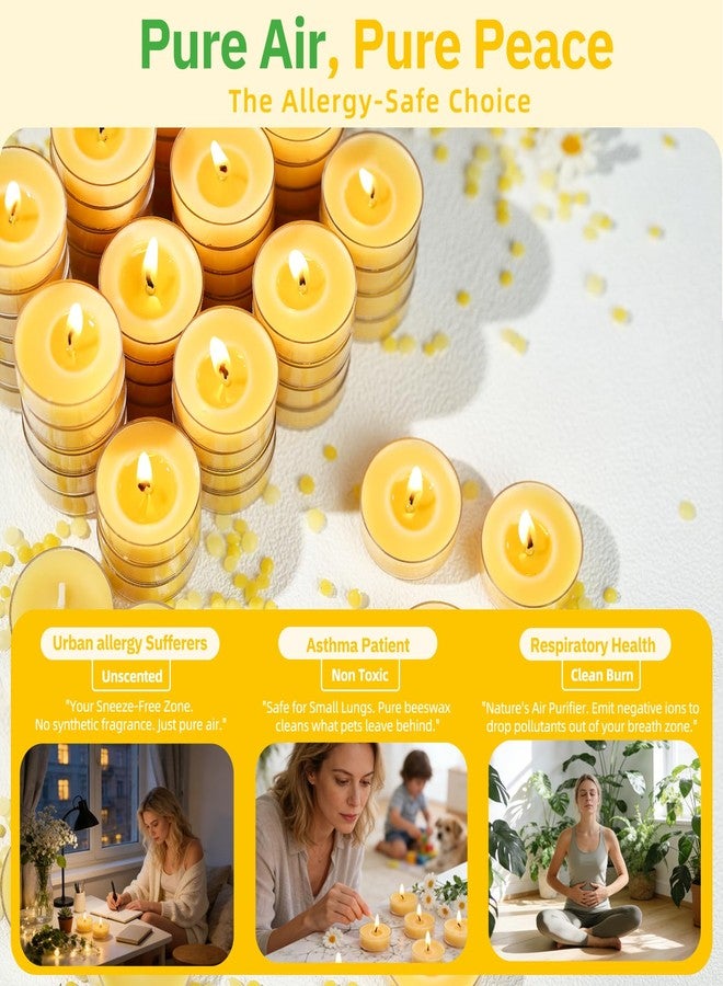 MAKALONE 12 Pack Pure Beeswax Tea Light Candles-Natural Beeswax Tealight Candles-2 Hour Short Burn Time Tea Candle for Meditation, Yoga,Shabbat and Home Decor Air Purifying-Smokeless - Image 5