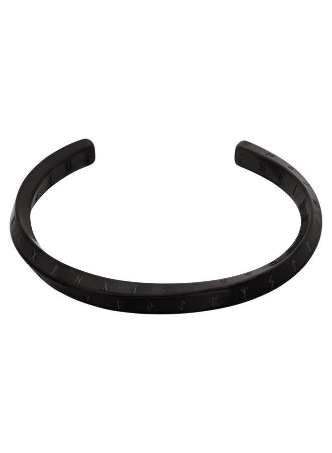 HAQUIL Black Plated Stainless Steel Viking Rune Twisted Cuff Bracelet, Viking Jewelry Gift for Men and Women - Image 1