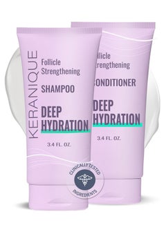 Keranique Hydrating Shampoo And Conditioner Set - Deep Hydration Hair Shampoo And Conditioner For Repairing Natural Moisture With Keratin - Sulfate-Free Intense Hydrator For Dry, Thin, Damaged Hair  - Image 1