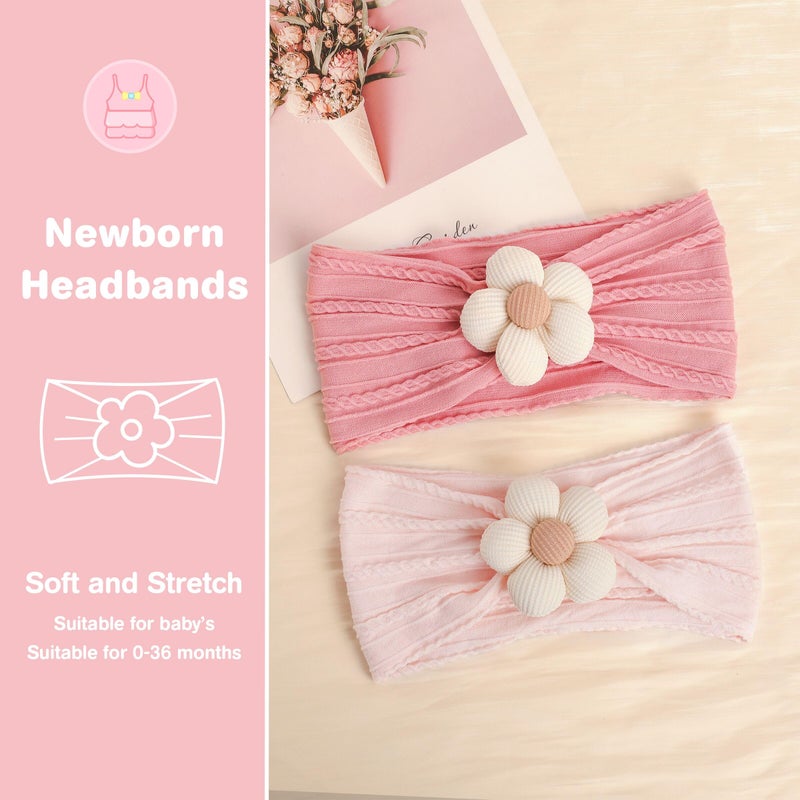lucdnc 6 Pcs Baby Girls' Headbands Gifts for Newborn Infant Toddler Handmade Soft Comfortable Elasticity Nylon Baby Flower Hairbands Essentials Accessories - Image 3