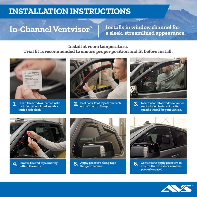 AVS Auto Ventshade [AVS] In-Channel Rain Guards For 07-13 Chevy Silverado 1500/Avalanche/GMC Sierra 1500/07-14 Silverado/Sierra 2500-3500HD, CREW CAB ONLY | Window Vent Visors, 4 pcs. - Smoke | 194515 - Image 4