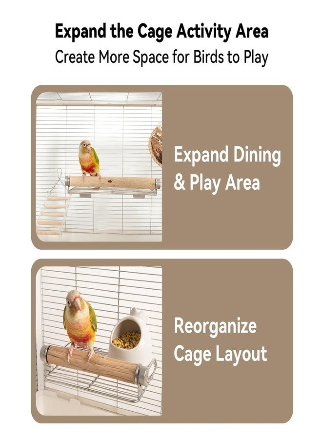 YOOSO WING Stainless Steel Bird Perches for Cage, Open-Grid Easy Clean Parrot Perch Stand, Resting and Dining Stand for Small & Medium Birds (Solid Wood Station Stick Stainless Steel Platform, Large Size) - Image 5