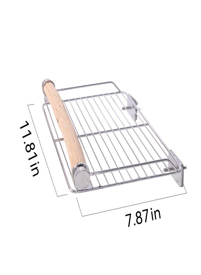YOOSO WING Stainless Steel Bird Perches for Cage, Open-Grid Easy Clean Parrot Perch Stand, Resting and Dining Stand for Small & Medium Birds (Solid Wood Station Stick Stainless Steel Platform, Large Size) - Image 2