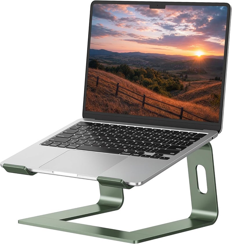 SOUNDANCE Laptop Stand, Aluminum Computer Riser, Ergonomic Laptops Elevator For Desk, Metal Holder Compatible With 10 To 15.6 Inches Notebook Computer, Green - Image 1