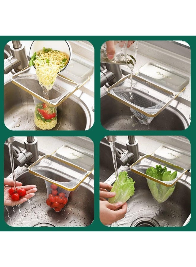 Foldable kitchen sink filter basket | 50 disposable mesh bags | Food waste disposal gadget - Image 3