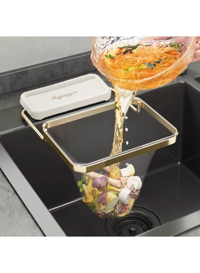 Foldable kitchen sink filter basket | 50 disposable mesh bags | Food waste disposal gadget - Image 1