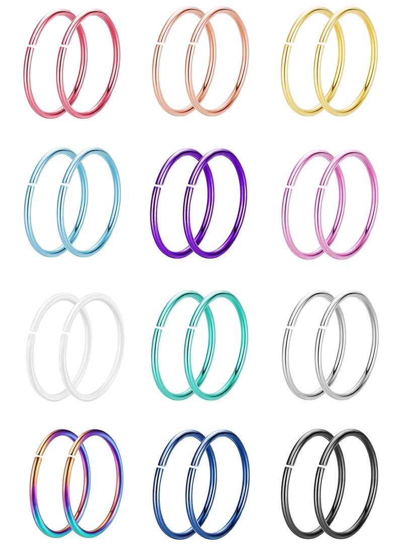 NICEIGHT 18G 20G 22G Stainless Steel Nose Rings Hoops for Women Men Cartilage Helix Earring Hoops Lip Rings Nose Piercing Jewelry 8MM - Image 1