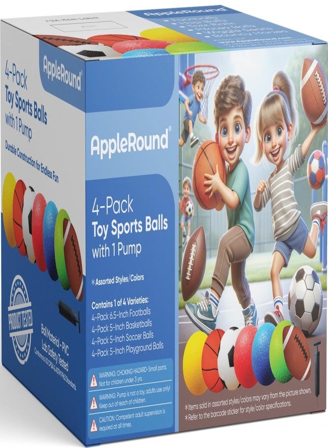 AppleRound 5-Inch Toy Basketballs for Toddlers and Kids - Outdoor Games Backyard Sports for Children Boys and Girls - Pack of 4 Balls with 1 Air Pump - Image 4