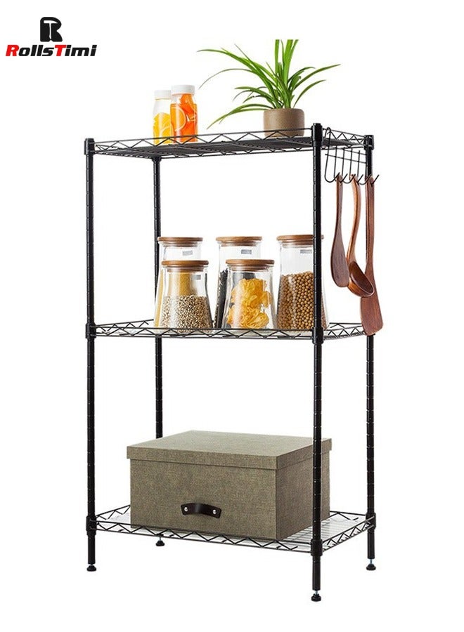 رولستيمي 3 الطبقة رفوف وحدة قابل للتعديل سلك رفوف المنظم الرف رف الثقيلة وحدة التخزين الأسود - Image 1