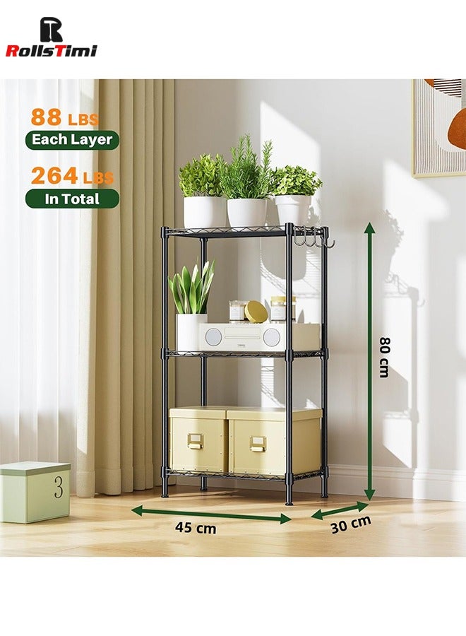 رولستيمي 3 الطبقة رفوف وحدة قابل للتعديل سلك رفوف المنظم الرف رف الثقيلة وحدة التخزين الأسود - Image 2