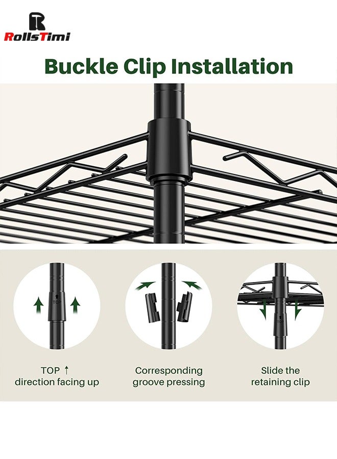 رولستيمي 3 الطبقة رفوف وحدة قابل للتعديل سلك رفوف المنظم الرف رف الثقيلة وحدة التخزين الأسود - Image 5